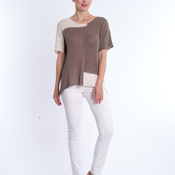 Colorblock Short Sleeve Lightweight Sweater - Picture 3 of 3